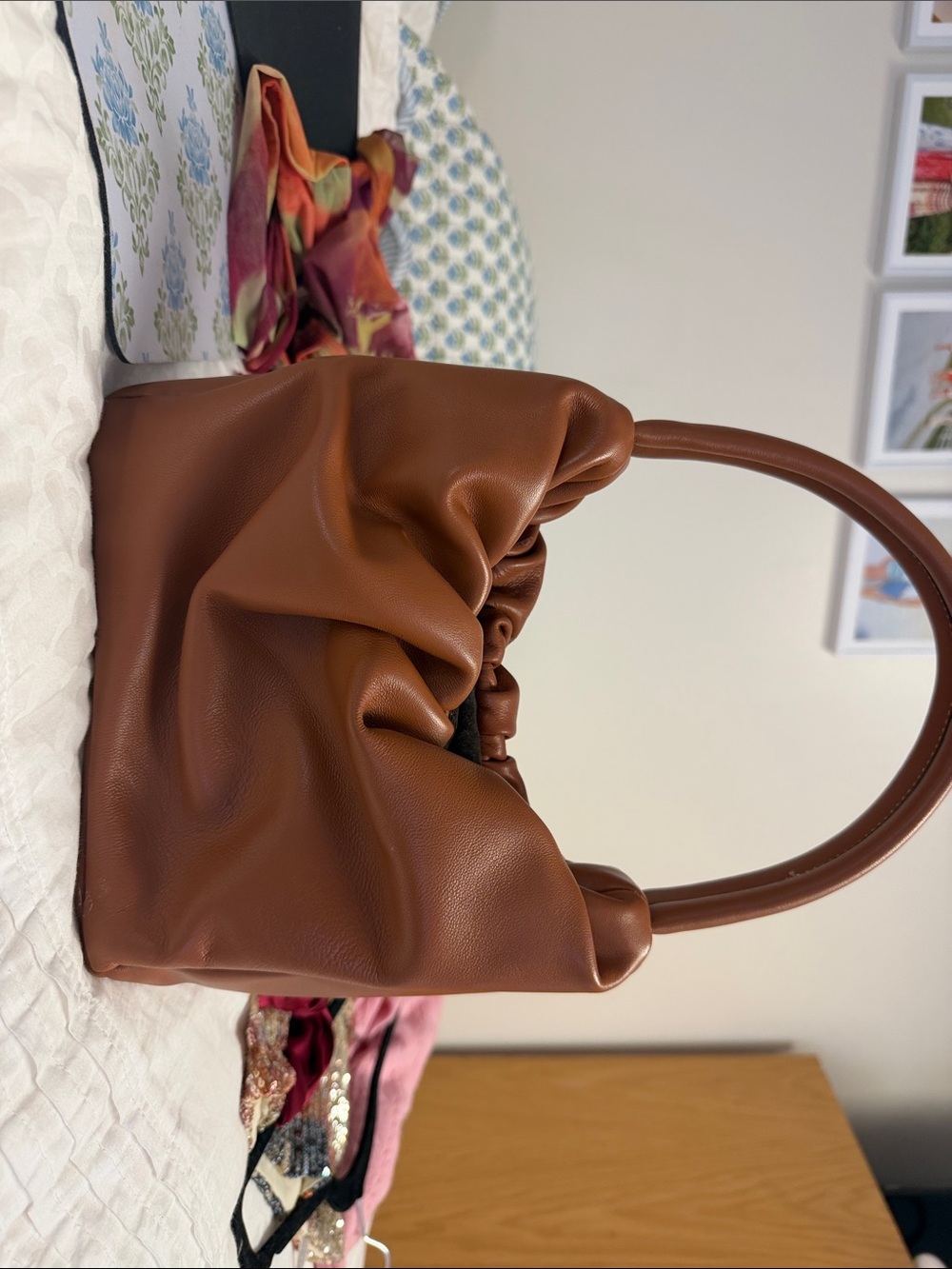 STAUD Brown Gathered Shoulder Bag